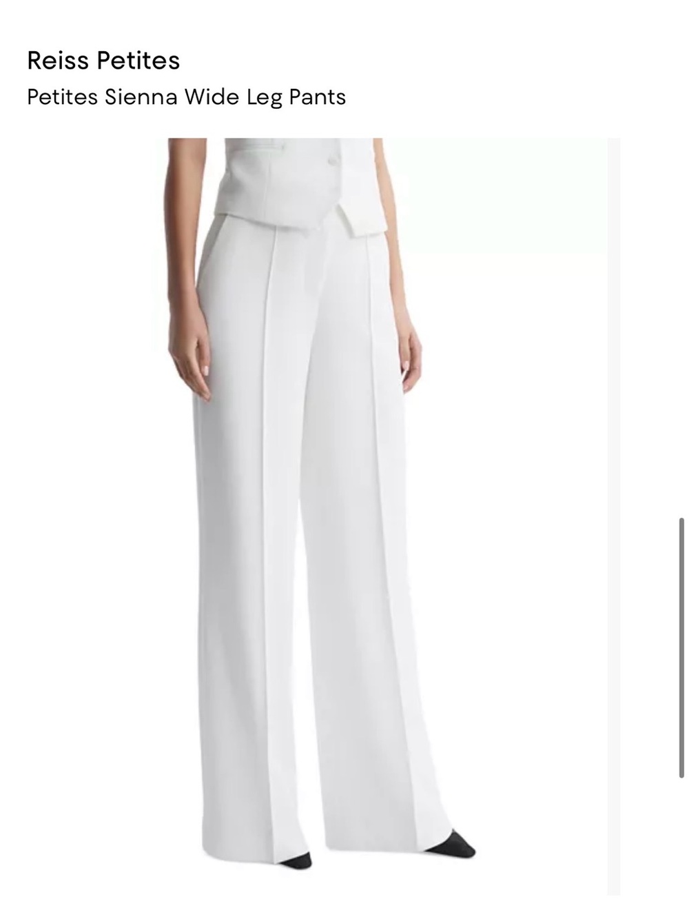 Reiss White Wide-Leg Sienna Trousers